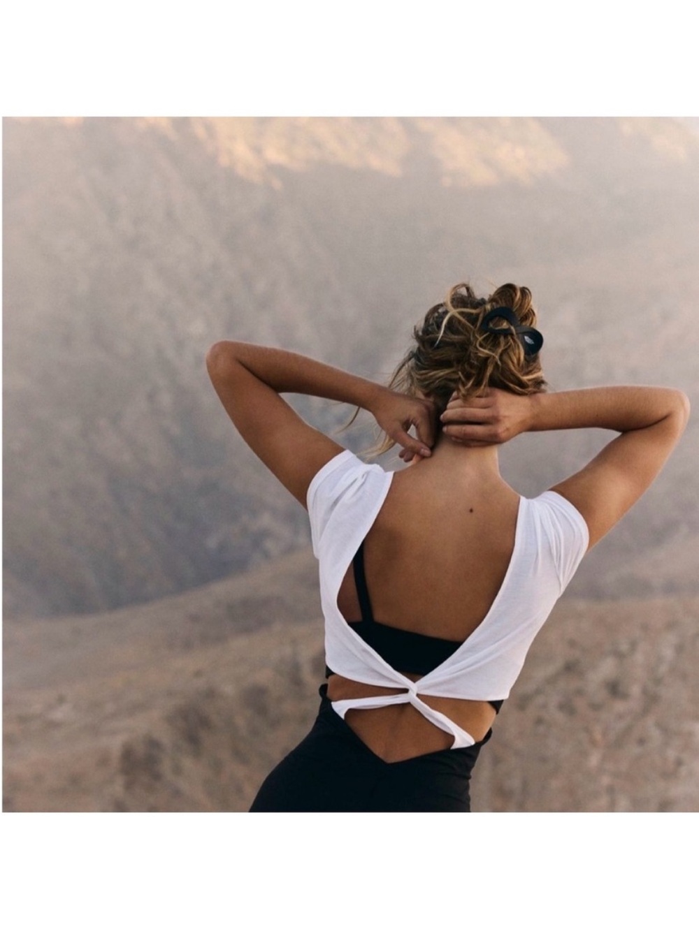 Free People White Open-Back Tie Crop Tee